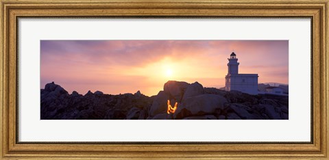 Framed Lighthouse on the coast, Capo Testa, Santa Teresa Gallura, Sardinia, Italy Print