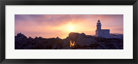 Framed Lighthouse on the coast, Capo Testa, Santa Teresa Gallura, Sardinia, Italy Print