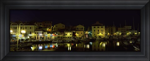 Framed Boats at a harbor, La Maddalena, Arcipelago Di La Maddalena National Park, Sardinia, Italy Print