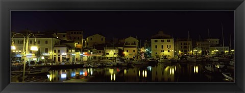 Framed Boats at a harbor, La Maddalena, Arcipelago Di La Maddalena National Park, Sardinia, Italy Print