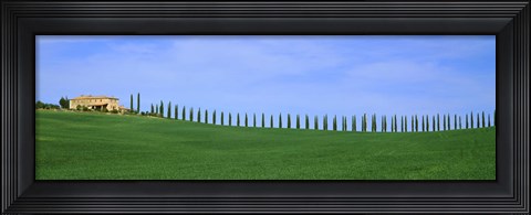 Framed Farmhouse in a field, San Quirico d&#39;Orcia, Orcia Valley, Siena Province, Tuscany, Italy Print
