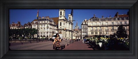 Framed Buildings along a street, Besancon, Franche-Comte, France Print