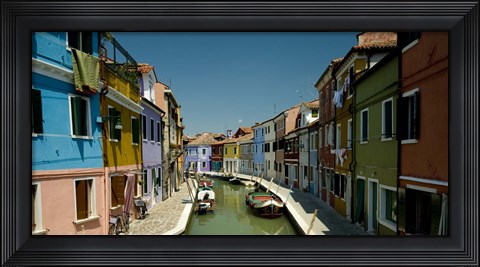 Framed Boats in a canal, Grand Canal, Burano, Venice, Italy Print