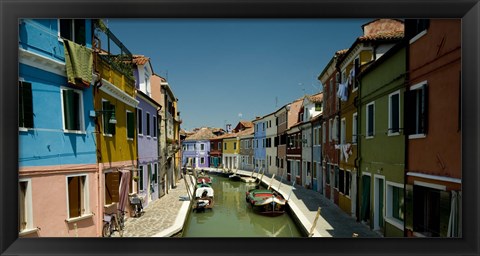 Framed Boats in a canal, Grand Canal, Burano, Venice, Italy Print