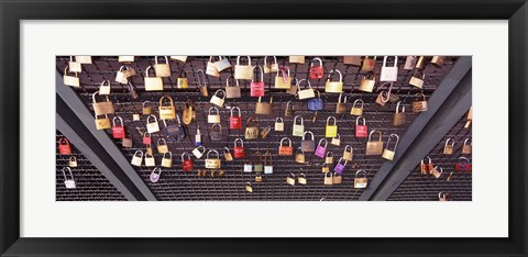 Framed Locks of Love on a fence, Hohenzollern Bridge, Cologne, North Rhine Westphalia, Germany Print