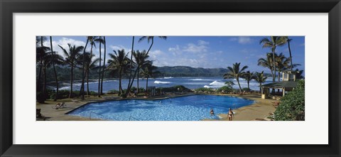 Framed Tourists at an infinity pool, Hawaii, USA Print