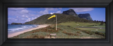 Framed Airstrip on the beach, Blinky Beach, Lord Howe Island, New South Wales, Australia Print