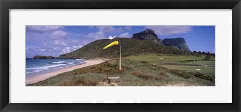 Framed Airstrip on the beach, Blinky Beach, Lord Howe Island, New South Wales, Australia Print