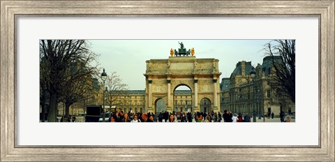 Framed Tourists near a triumphal arch, Arc De Triomphe Du Carrousel, Musee Du Louvre, Paris, Ile-de-France, France Print