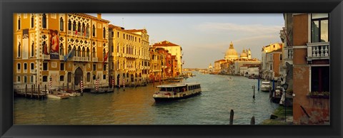 Framed Vaporetto water taxi in a canal, Grand Canal, Venice, Veneto, Italy Print