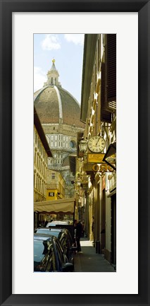 Framed Cars parked in a street with a cathedral in the background, Via Dei Servi, Duomo Santa Maria Del Fiore, Florence, Tuscany, Italy Print