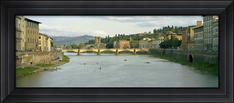 Framed Bridge across a river, Ponte Alle Grazie, Arno River, Florence, Tuscany, Italy Print