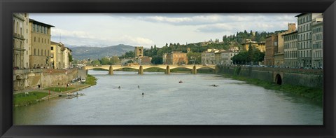 Framed Bridge across a river, Ponte Alle Grazie, Arno River, Florence, Tuscany, Italy Print