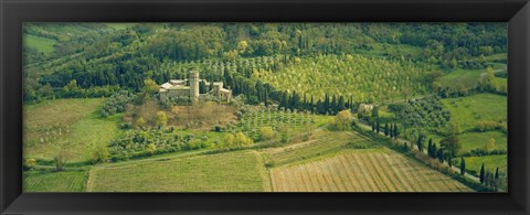 Framed Aerial view of a hotel, Hotel La Badia Di Orvieto, Orvieto, Umbria, Italy Print