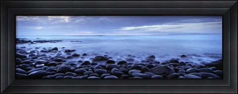Framed Beach at dusk, Westward Ho, North Devon, Devon, England Print