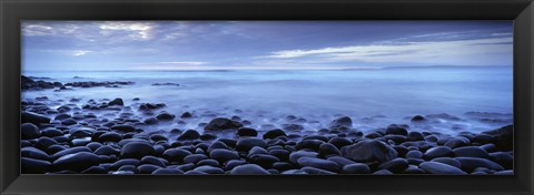 Framed Beach at dusk, Westward Ho, North Devon, Devon, England Print