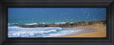 Framed Waves breaking on the coast, Morbihan, Brittany, France Print