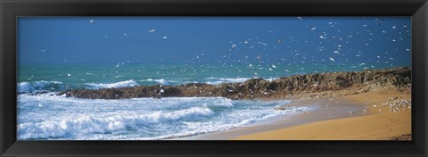 Framed Waves breaking on the coast, Morbihan, Brittany, France Print