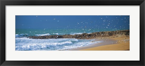 Framed Waves breaking on the coast, Morbihan, Brittany, France Print