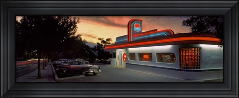Framed Cars parked outside a restaurant, Route 66, Albuquerque, New Mexico, USA Print