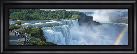 Framed Tourists at a waterfall, Niagara Falls, Niagara River, Niagara County, New York State, USA Print