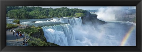 Framed Tourists at a waterfall, Niagara Falls, Niagara River, Niagara County, New York State, USA Print