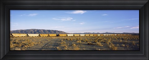 Framed Freight train in a desert, Trona, San Bernardino County, California, USA Print