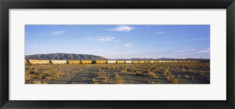 Framed Freight train in a desert, Trona, San Bernardino County, California, USA Print