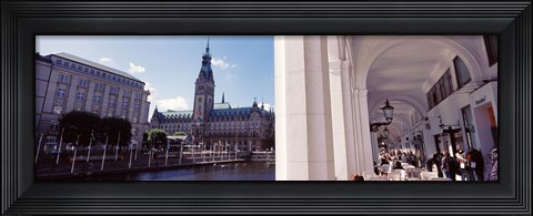 Framed Town hall at the waterfront, Alsterarkaden, Alster Lake, Hamburg, Germany Print