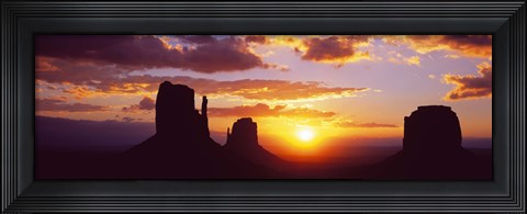 Framed Silhouette of buttes at sunset, Monument Valley, Utah Print