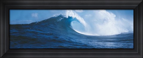 Framed Waves splashing in a dark blue sea, Hawaii Print