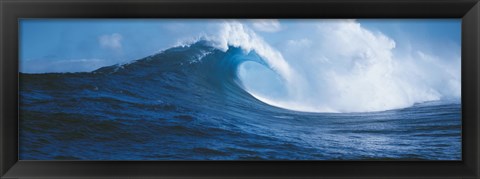 Framed Waves splashing in a dark blue sea, Hawaii Print