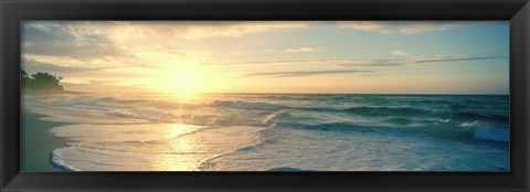 Framed Sunset over Waves Print