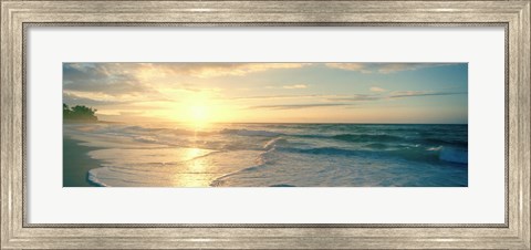 Framed Sunset over Waves Print