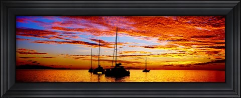 Framed Tahiti Sunset, Society Islands, French Polynesia Print