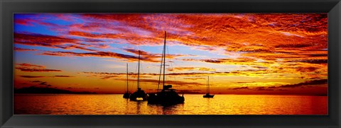 Framed Tahiti Sunset, Society Islands, French Polynesia Print