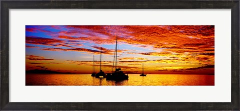 Framed Tahiti Sunset, Society Islands, French Polynesia Print
