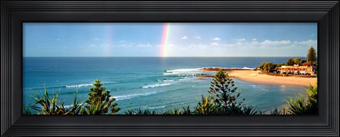 Framed Rainbow over the sea Print
