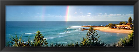 Framed Rainbow over the sea Print