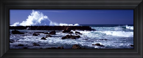 Framed Waves breaking on the coast Print