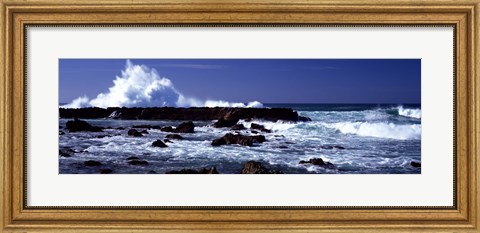 Framed Waves breaking on the coast Print