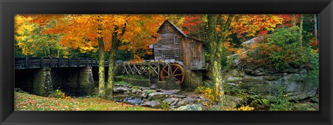 Framed Glade Creek Grist Mill, Babcock State Park, West Virginia (bright leaves) Print