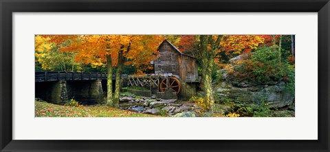 Framed Glade Creek Grist Mill, Babcock State Park, West Virginia (bright leaves) Print