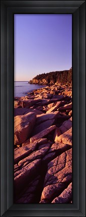 Framed Rock formations on the coast at sunset, Acadia National Park, Maine Print