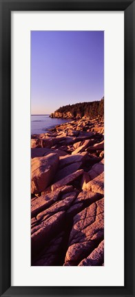 Framed Rock formations on the coast at sunset, Acadia National Park, Maine Print