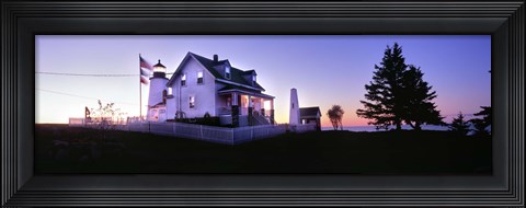 Framed Lighthouse at a coast, Pemaquid Point Lighthouse, Pemaquid Point, Bristol, Lincoln County, Maine, USA Print
