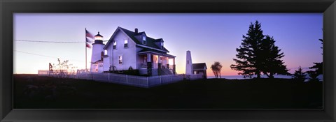 Framed Lighthouse at a coast, Pemaquid Point Lighthouse, Pemaquid Point, Bristol, Lincoln County, Maine, USA Print