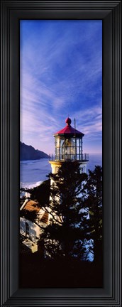 Framed Lighthouse at a coast, Heceta Head Lighthouse, Heceta Head, Lane County, Oregon (vertical) Print