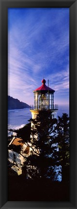 Framed Lighthouse at a coast, Heceta Head Lighthouse, Heceta Head, Lane County, Oregon (vertical) Print