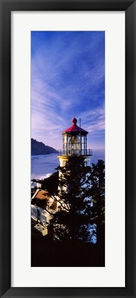 Framed Lighthouse at a coast, Heceta Head Lighthouse, Heceta Head, Lane County, Oregon (vertical) Print